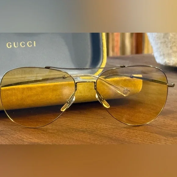 gucci aviator sunglasses with yellow lenses Gucci Seasonal Icon GG0463S Yellow Lens Sunglasses main image 2